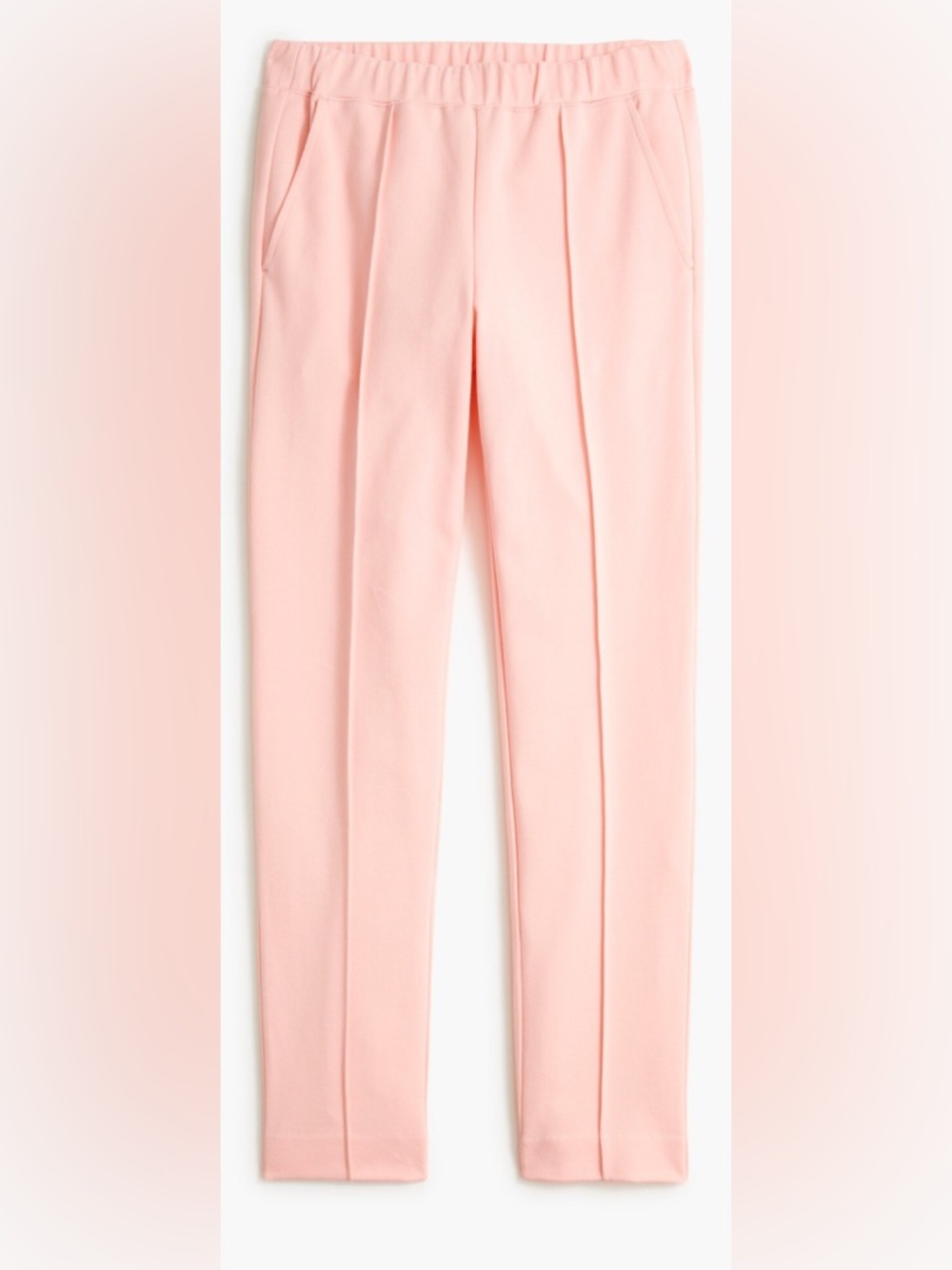 J Crew Light Pink Pin-Tuck Pull On Stretch Tailored Trousers Pants Size XL